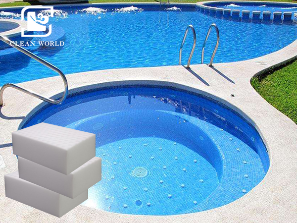 melamine foam on pool