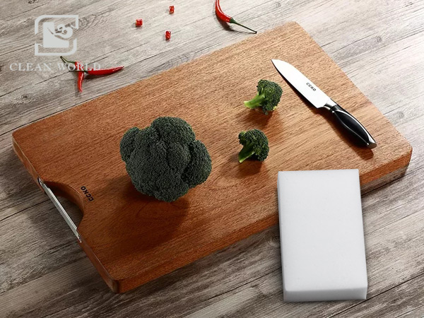 melamine foam magic eraser on cutting boards cleaning