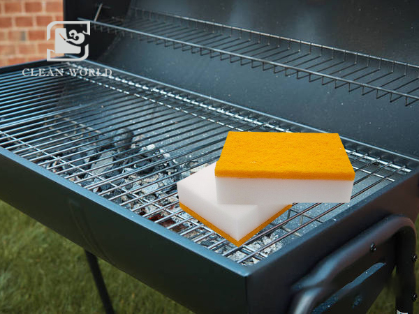 cleaning grill with melamine resin foam eraser