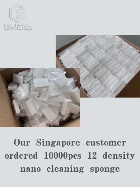 Our Singapore customer ordered 10000pcs 12 density nano cleaning sponge