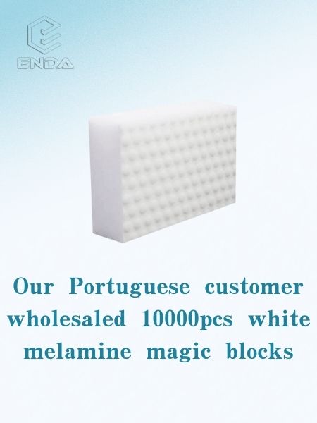 Our Portuguese customer wholesaled 10000pcs white melamine magic blocks