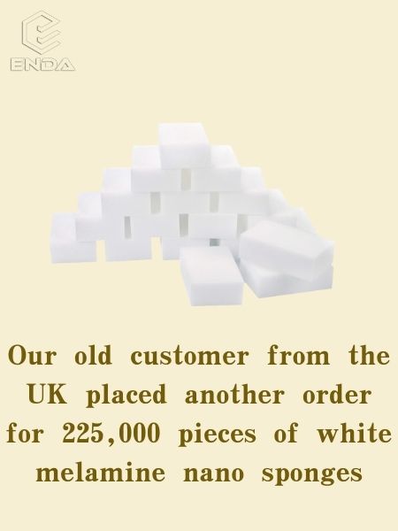 Our old customer from the UK placed another order for 225,000 pieces of white melamine nano sponges