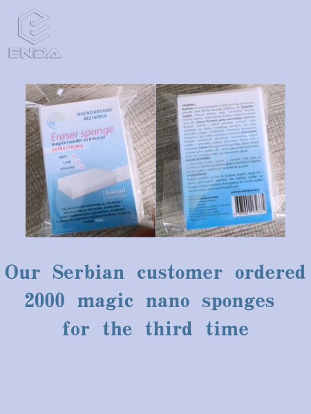 Our Serbian customer ordered 2000 pieces magic nano sponges for the third time