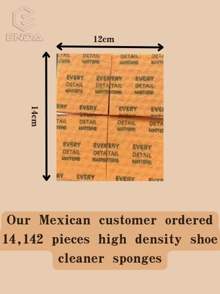 Our Mexican customer ordered 14,142 pieces high density shoe cleaner sponges