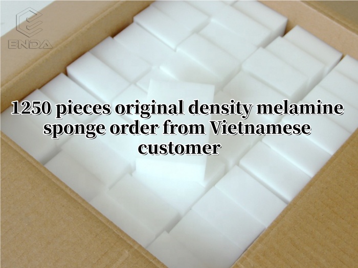 Первый заказ нашего вьетнамского клиента на 1250 штук меламиновой губки оригинальной плотности.