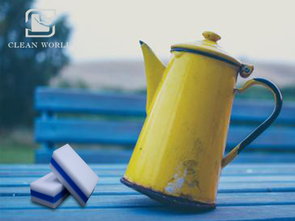 melamine foam cleanig stainless steel kettle