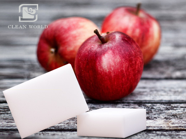 melamine foam sponge on apple dewaxing uisng