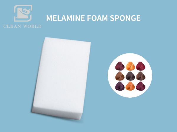 Melamine foam sponge on hair dye removing